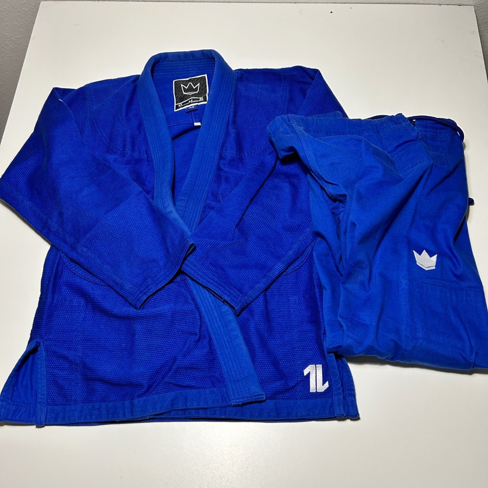 Kingz One BJJ Jiu Jitsu Gi Set Blue A2 100% Cotton Martial Arts Uniform Mens